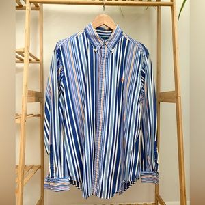 Ralph Lauren Stripe Dress Shirt Button-down Orange Pony